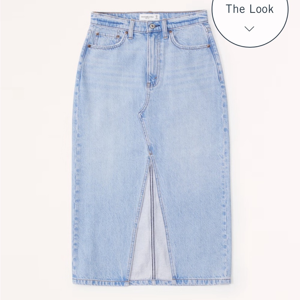 COPY - Abercrombie high rise petite denim midi skirt!